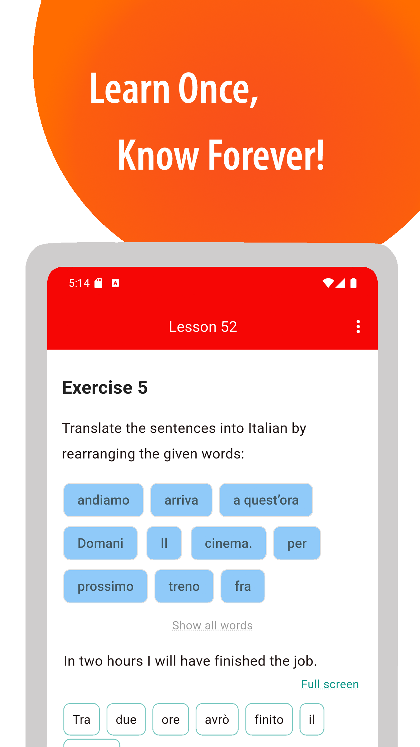 Italian Grammar App Screen 2