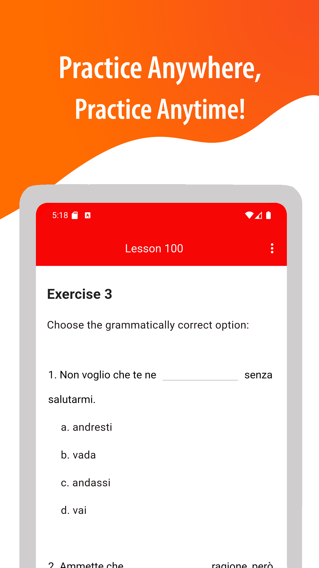 Italian Grammar App Screen 3
